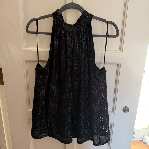 Halogen® Halter Neck Sequin Top, Black, Size XL - Picture 1 of 4